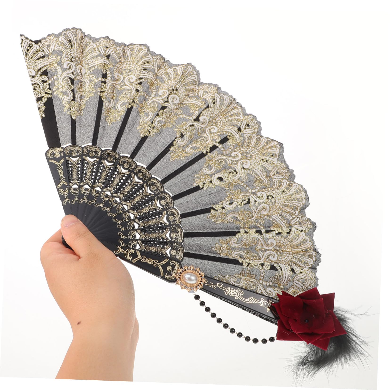 Amazon | HAPINARY 金箔押し扇子 折りたたみ式 ヴィンテージ扇子